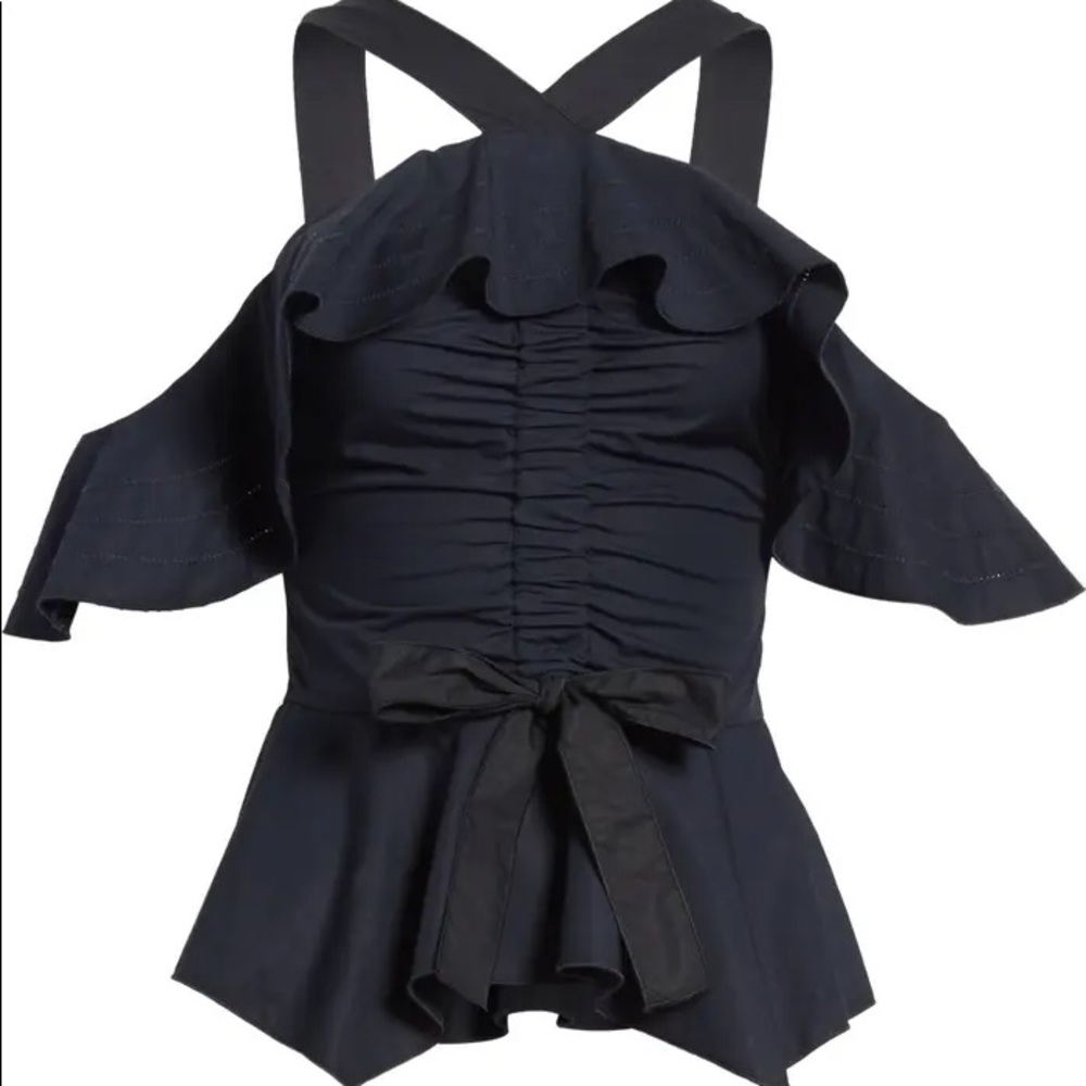 Derek Lam 10 Crosby Off-the-shoulder Halter Ruffled Top In Black Size 10 - Picture 5 of 10